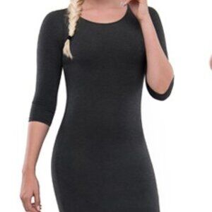 NWT Classic Slim Fit 3/4 Sleeve Dress Charcoal Medium